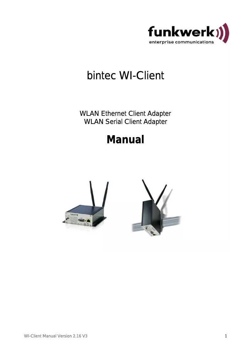 Image de la première page du manuel de l'appareil Bintec WI-Client