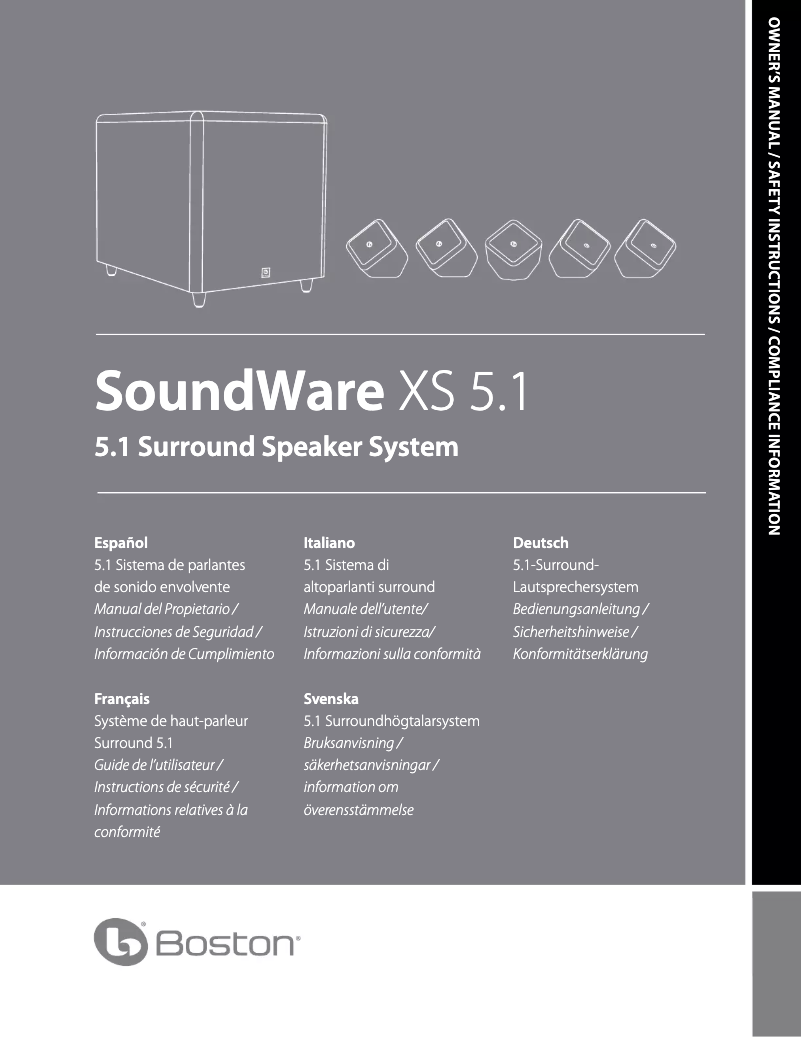 Page 1 de la notice Manuel utilisateur Boston Acoustics SoundWare S