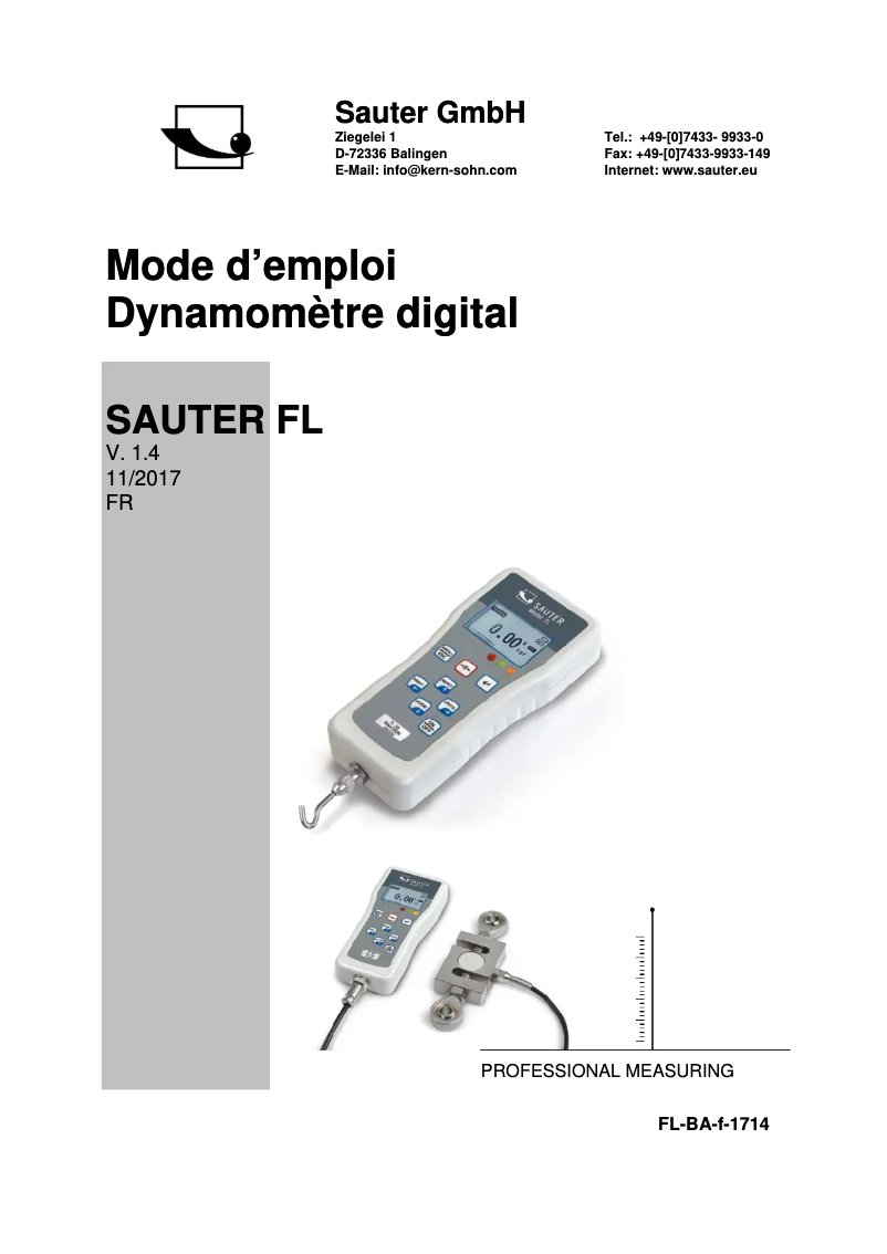 Page 1 de la notice Manuel utilisateur Kern FL 1KG