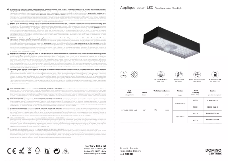 Page n°1 - Manuel utilisateur CENTURY DOMBI-061230