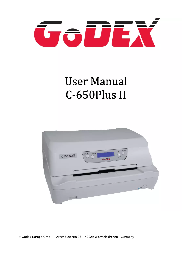 Page n°1 - Manuel utilisateur Godex C-650 Plus II