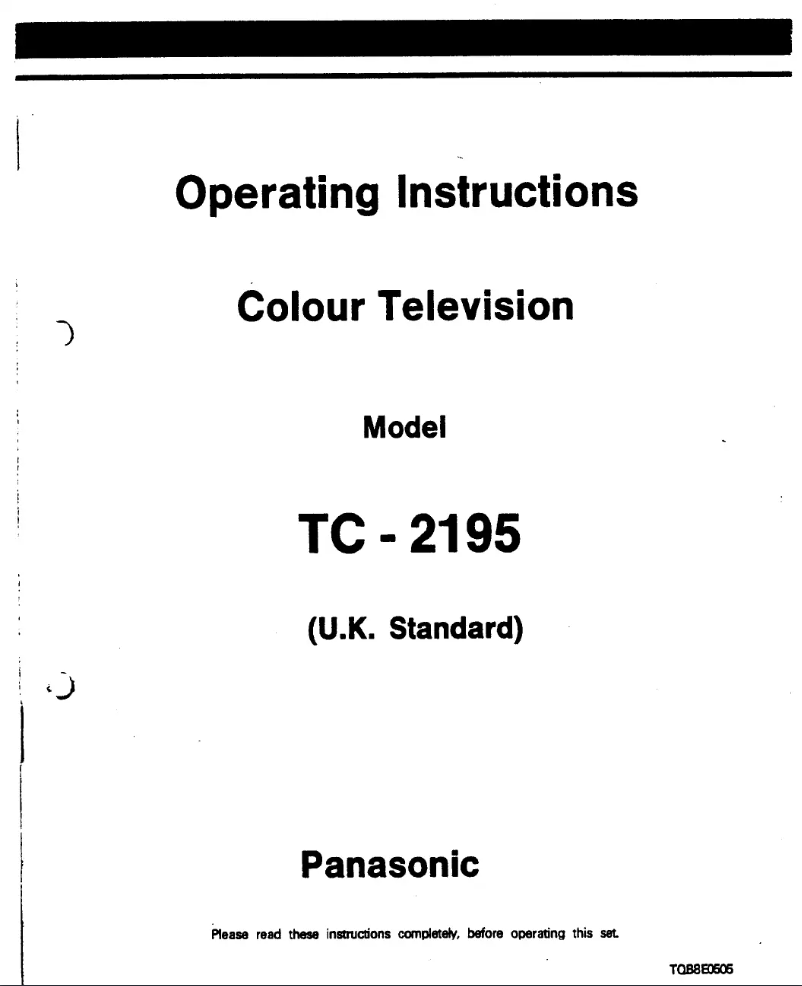 Page 1 de la notice Manuel utilisateur Panasonic TC-2195