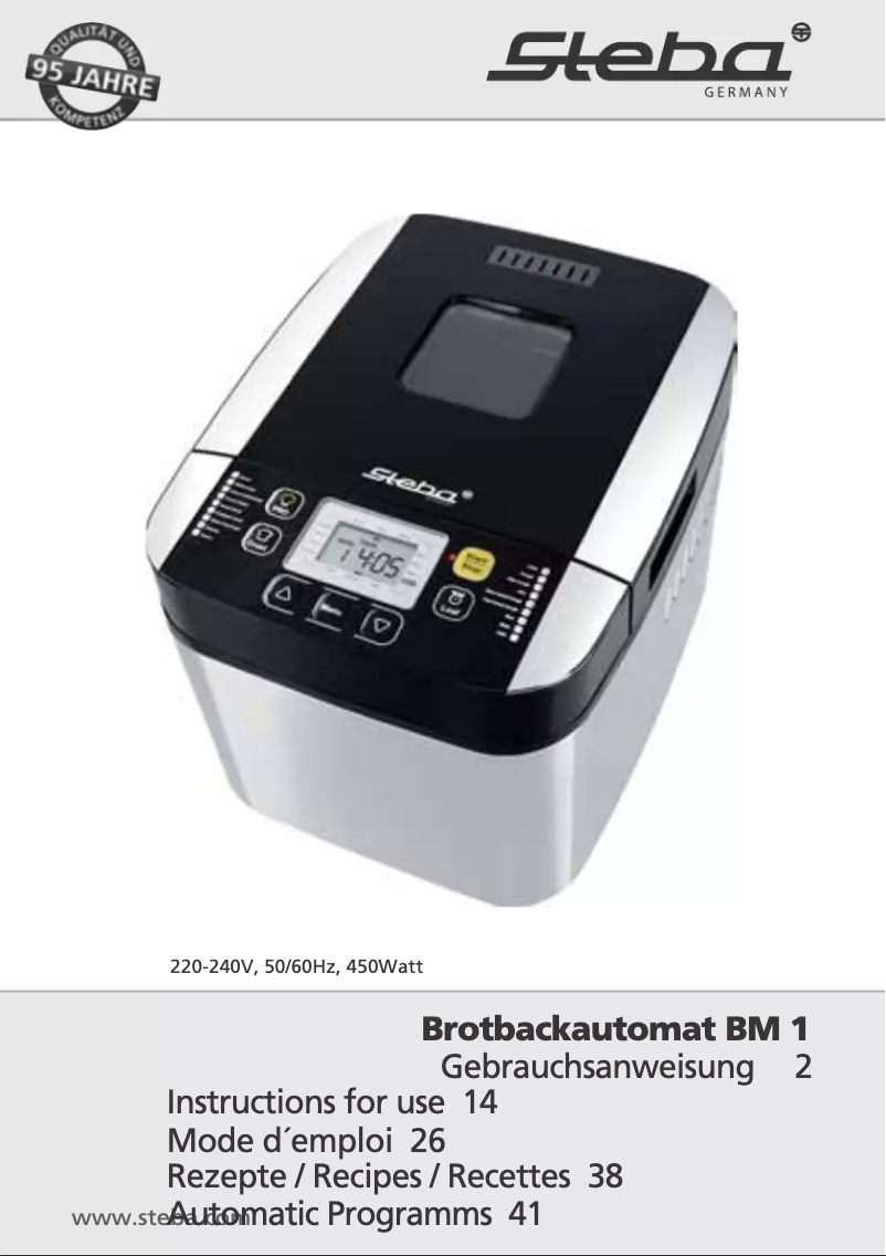 Page 1 de la notice Manuel utilisateur Steba BM1