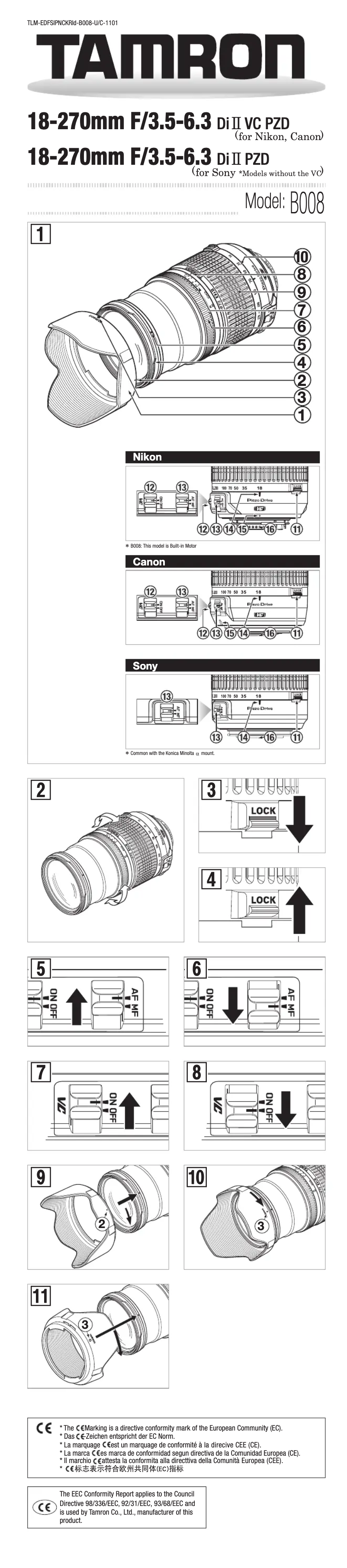 Page n°1 - Manuel utilisateur Tamron 18-270mm F/3.5-6.3 Di II VC PZD