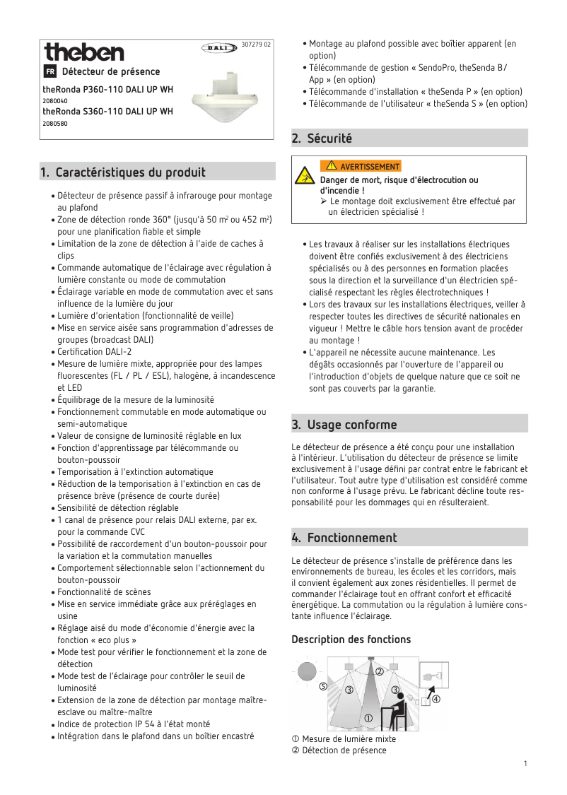Page n°1 - Manuel utilisateur Theben theRonda S360-110 DALI UP