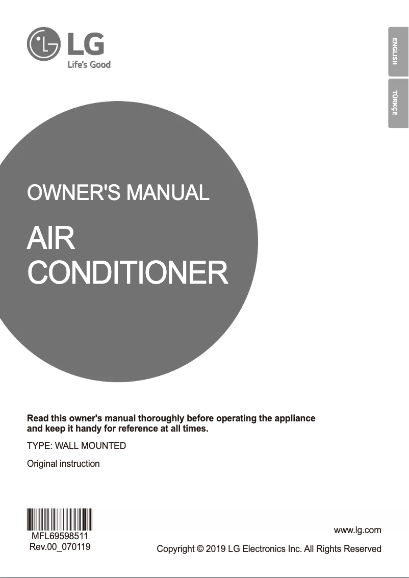 Page 1 de la notice Manuel utilisateur LG ZMNW24GSKC0