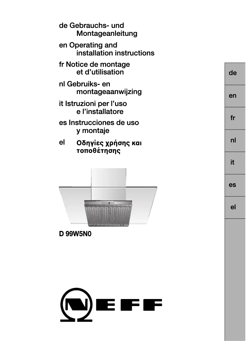 Image de la première page du manuel de l'appareil D99W45S1