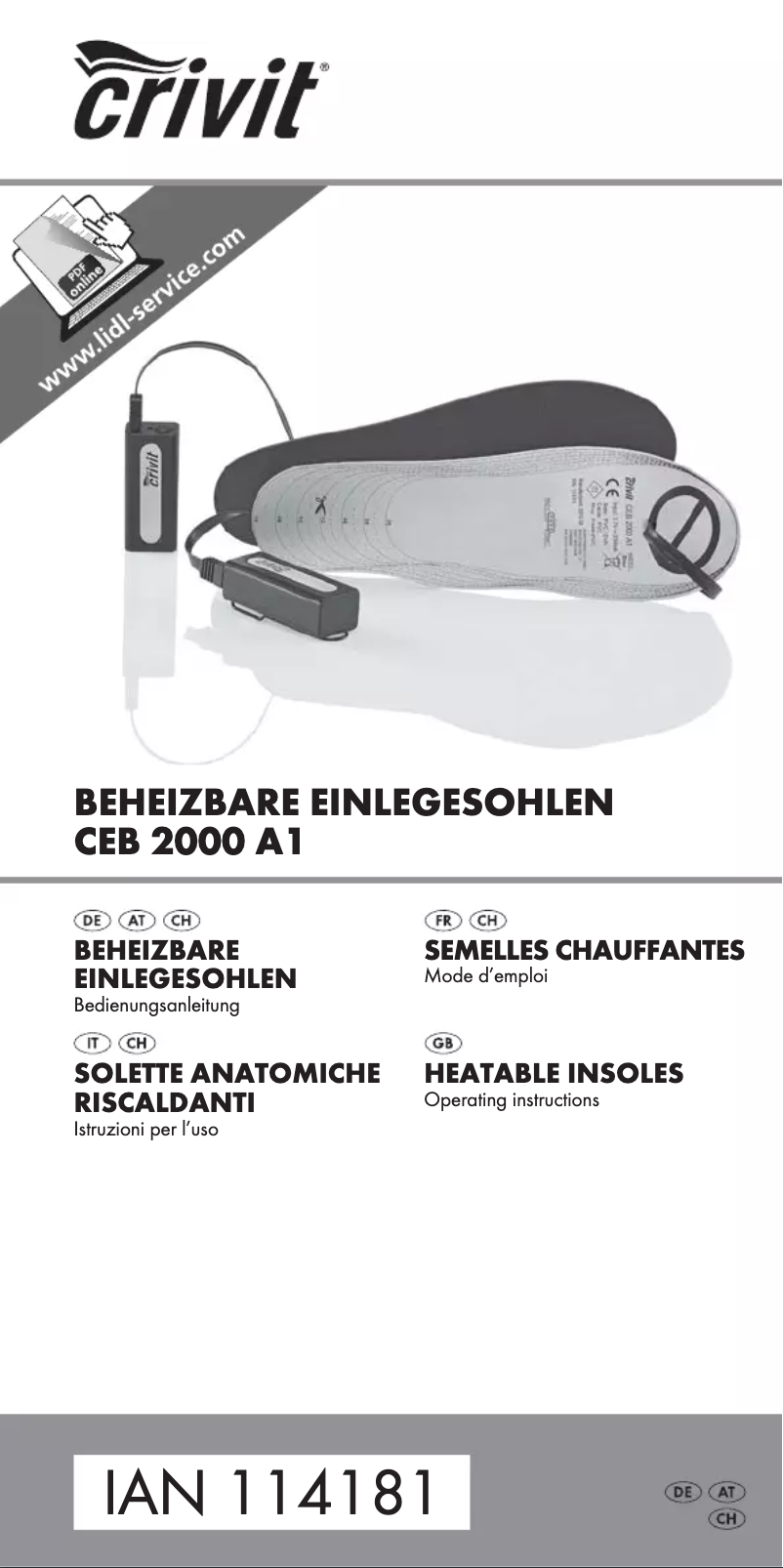 Page 1 de la notice Manuel utilisateur Crivit IAN 114181