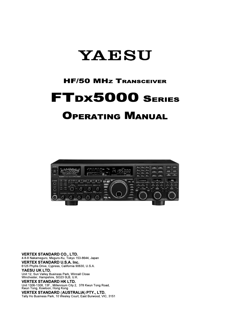 Page 1 de la notice Manuel utilisateur Yaesu FTDX5000