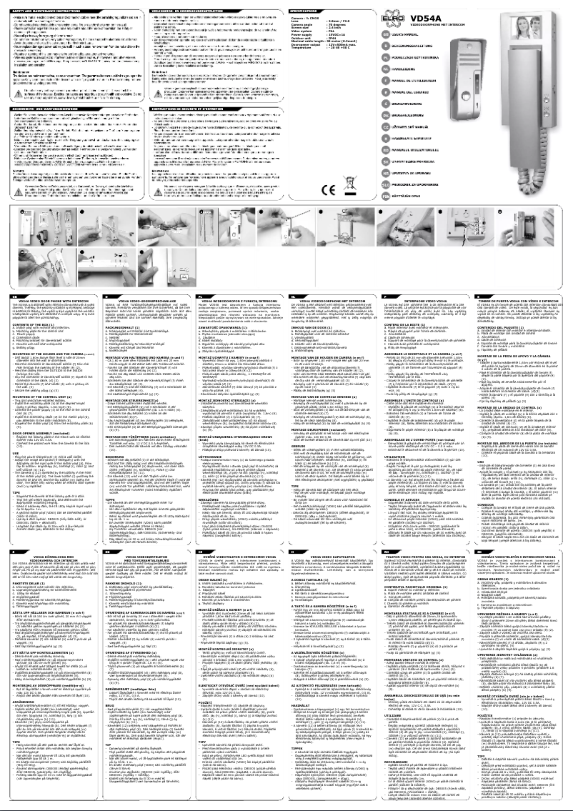 Page n°1 - Manuel utilisateur Elro VD54A