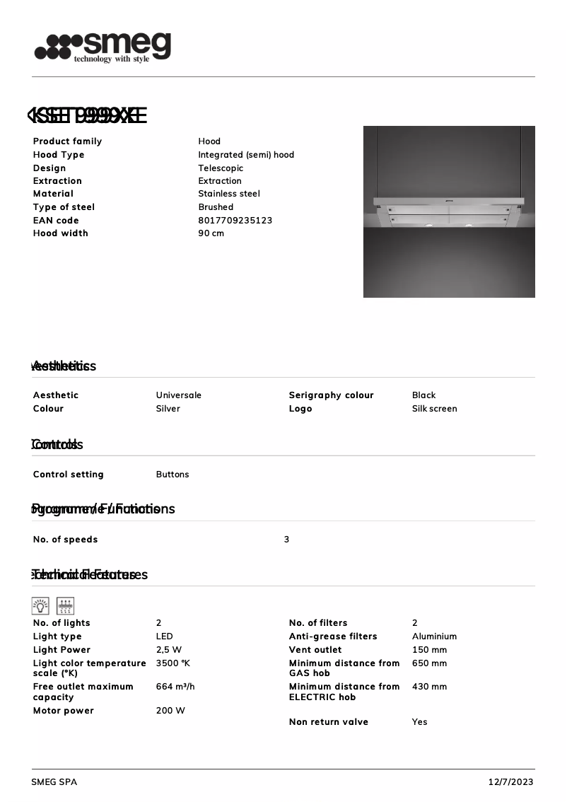 Image de la première page du manuel de l'appareil KSET999XE