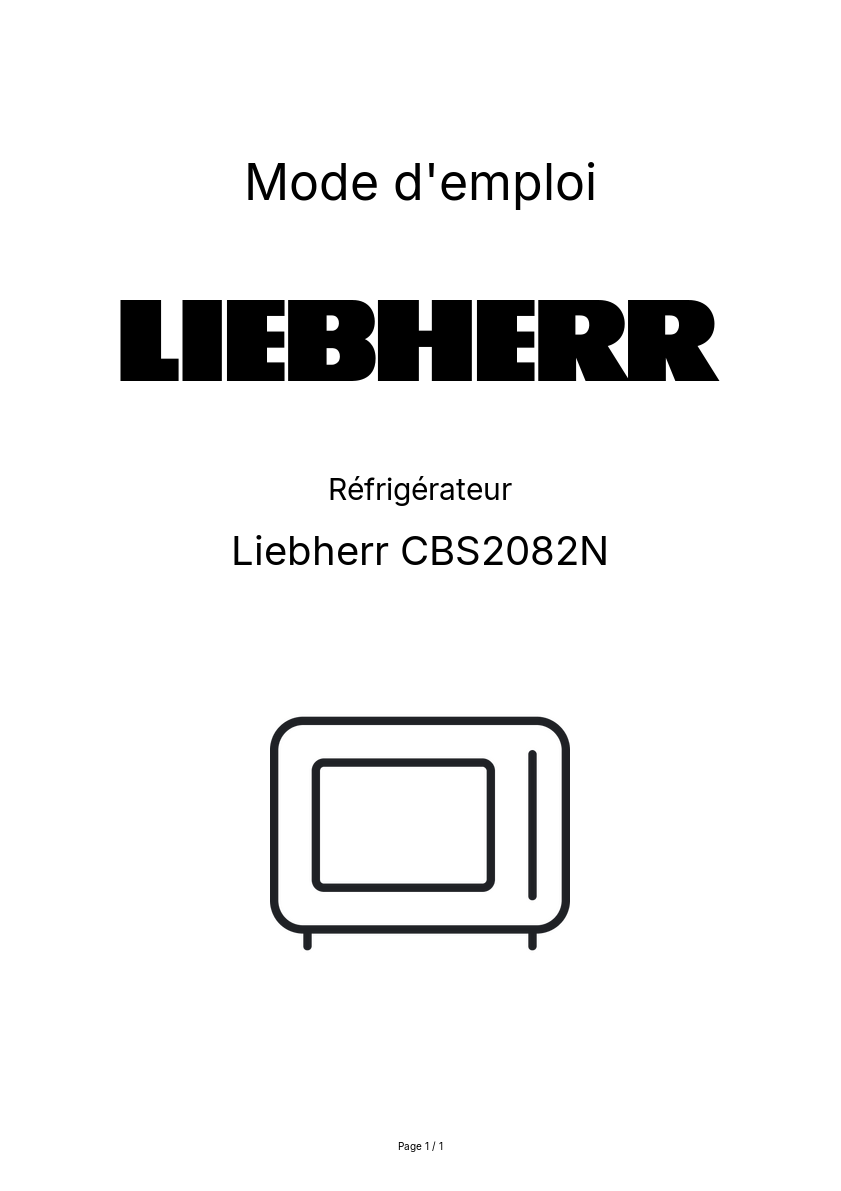 Page n°1 - Mode d'emploi Liebherr CBS2082N