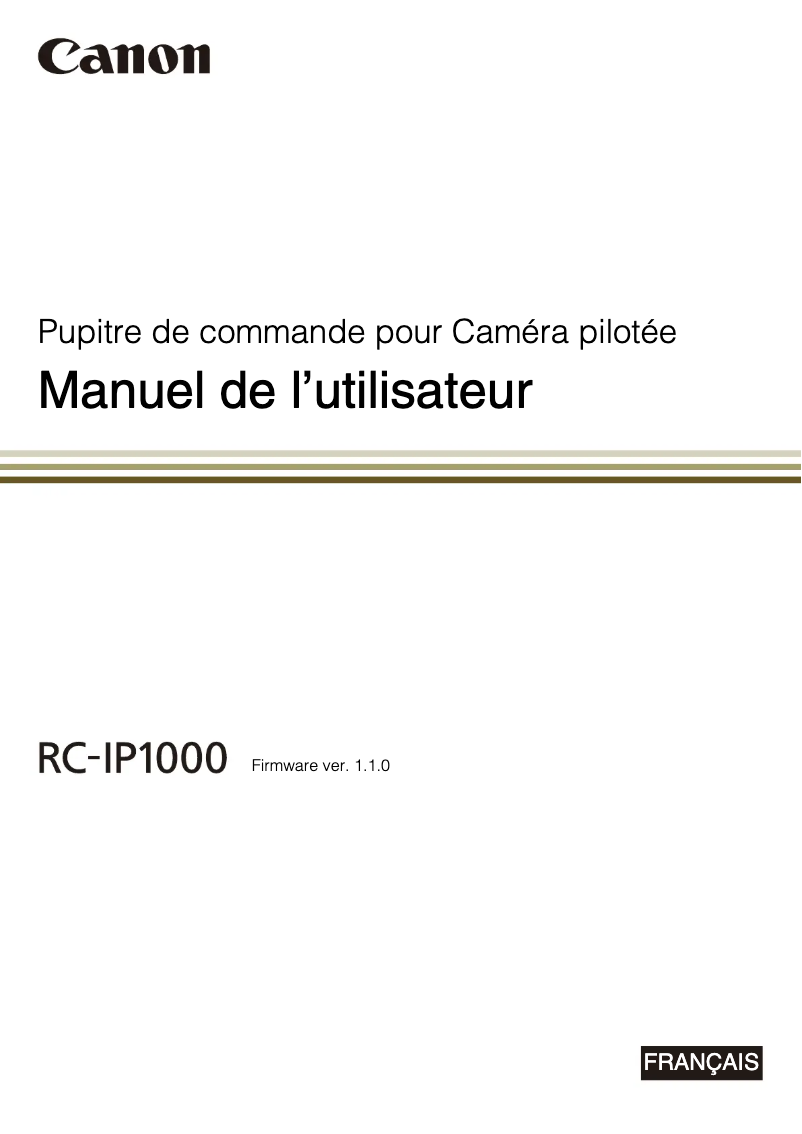 Page 1 de la notice Manuel utilisateur Canon RC-IP1000