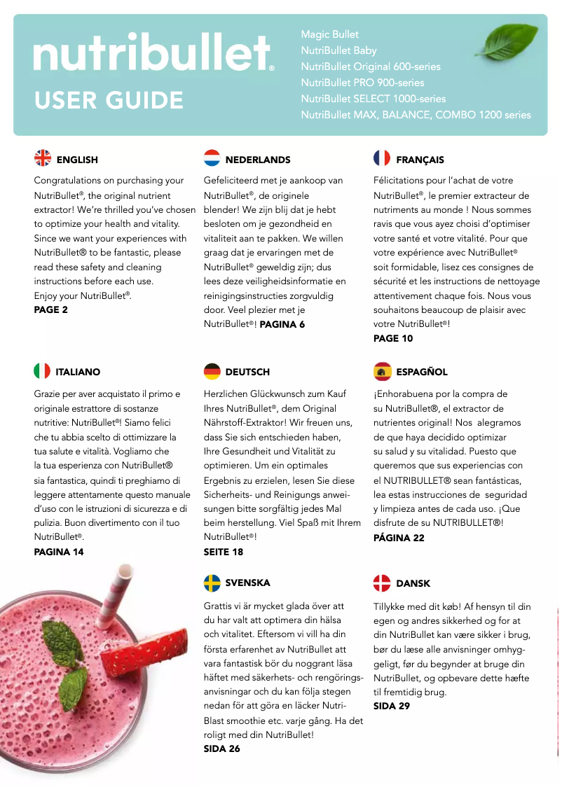 Page n°1 - Manuel utilisateur Magic Bullet PRO