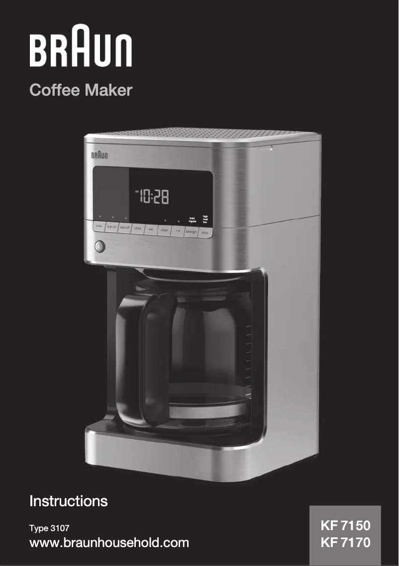 Page 1 de la notice Manuel utilisateur Braun BrewSense KF 7150