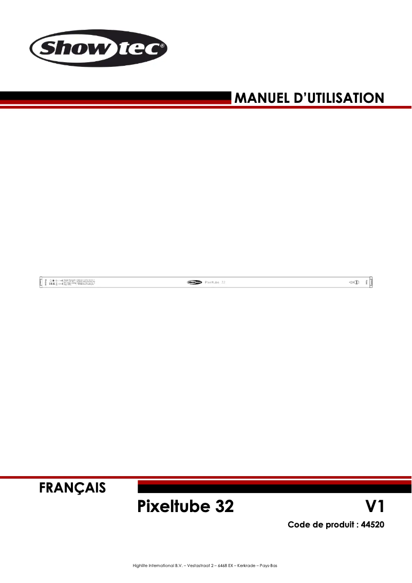 Page 1 de la notice Manuel utilisateur Showtec Pixeltube 32