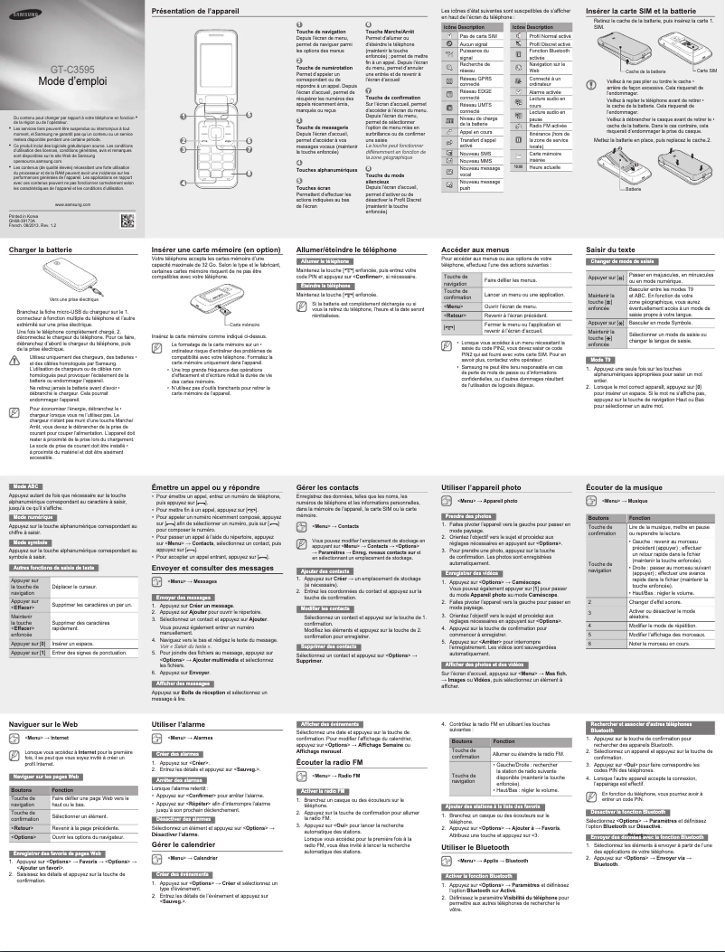 Page n°1 - Manuel utilisateur Samsung GT-C3595