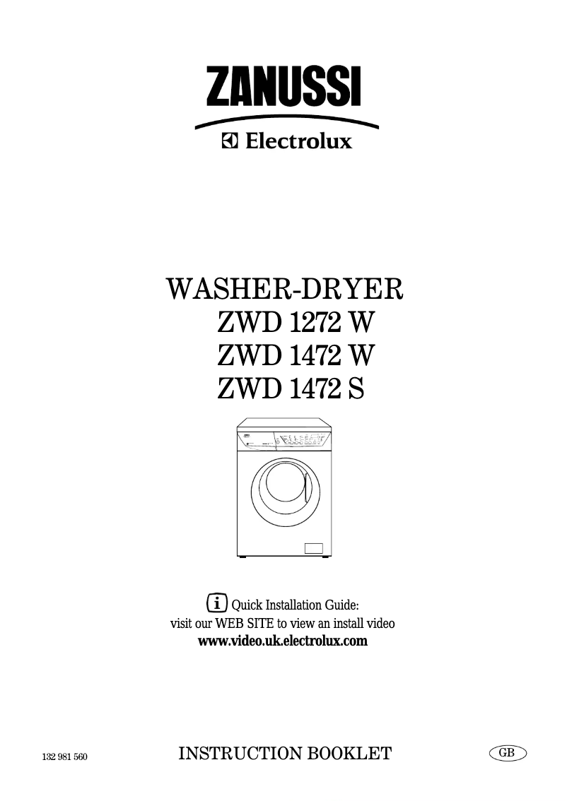 Page 1 de la notice Manuel utilisateur Zanussi-Electrolux ZWD1272W