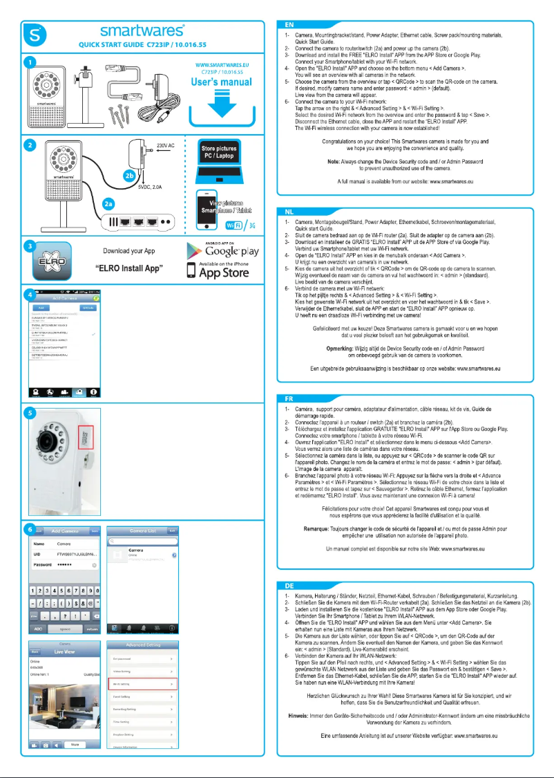 Page 1 de la notice Manuel utilisateur Smartwares C723IP