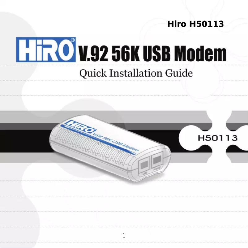 Page n°1 - Manuel utilisateur HiRO H50113