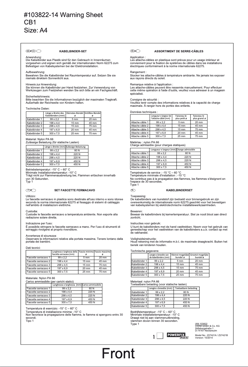 Image de la première page du manuel de l'appareil Z27421A