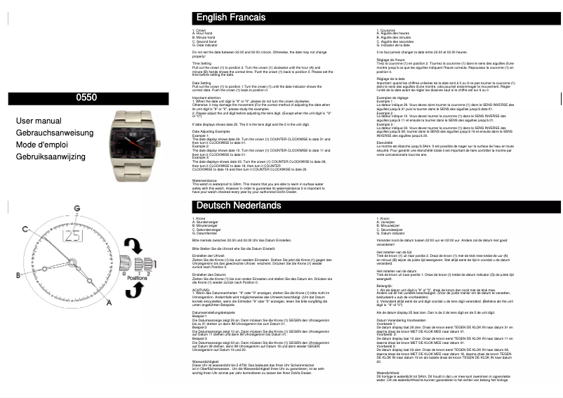 Page 1 de la notice Manuel utilisateur Davis 0550