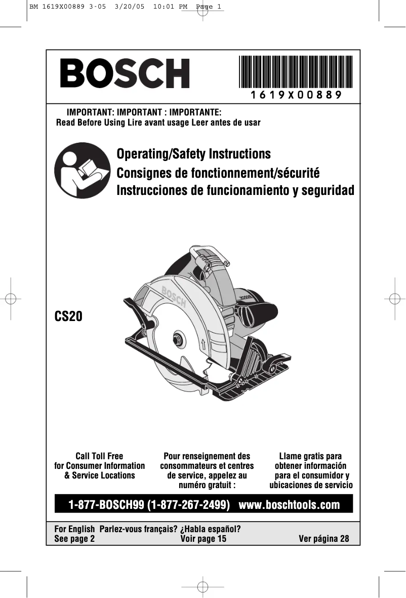 Page 1 de la notice Manuel utilisateur Bosch CS20