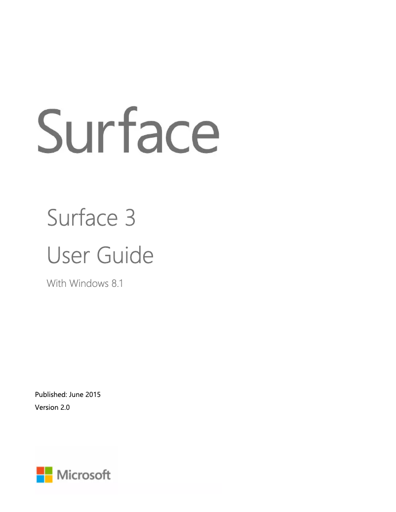 Page 1 de la notice Manuel utilisateur Microsoft Surface 3 GL4-00010