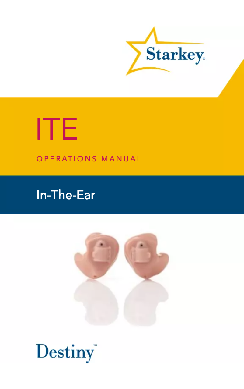 Page 1 de la notice Manuel utilisateur Starkey Destiny ITE