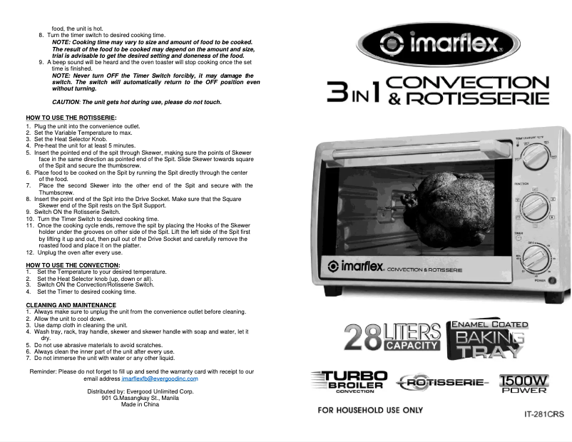 Page 1 de la notice Manuel utilisateur Imarflex IT-281CRS