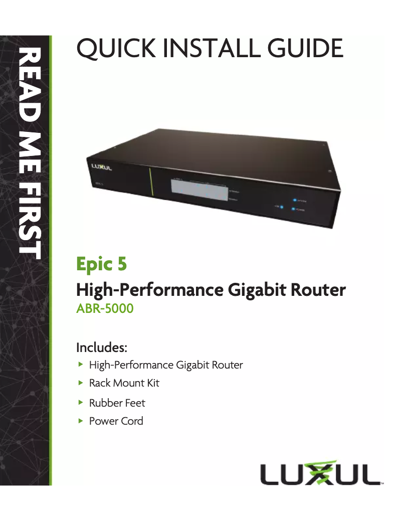 Page 1 de la notice Manuel utilisateur Luxul Epic 5 ABR-5000