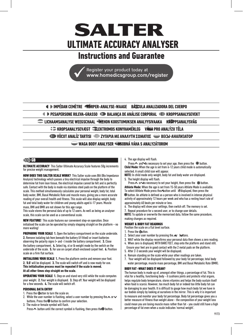 Image de la première page du manuel de l'appareil 9173 WH3R