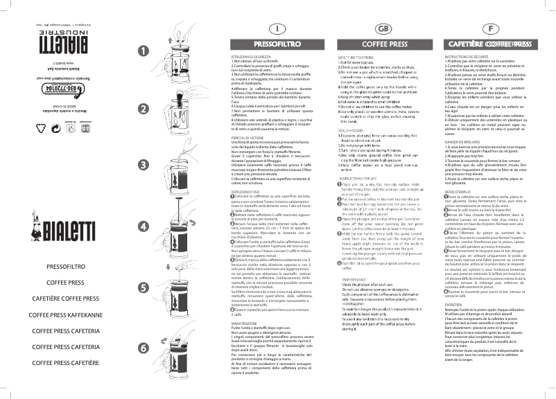 Page n°1 - Manuel utilisateur Bialetti Preziosa
