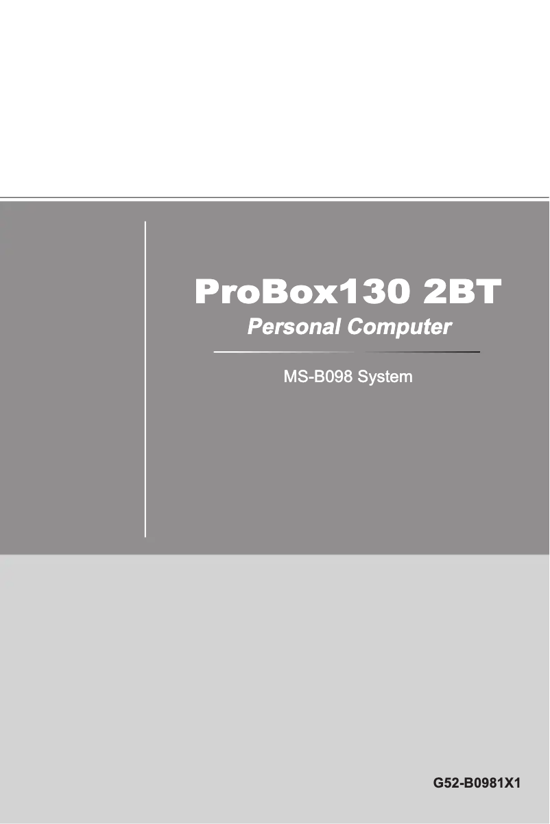 Page n°1 - Manuel utilisateur MSI Nightblade ProBox130 2BT