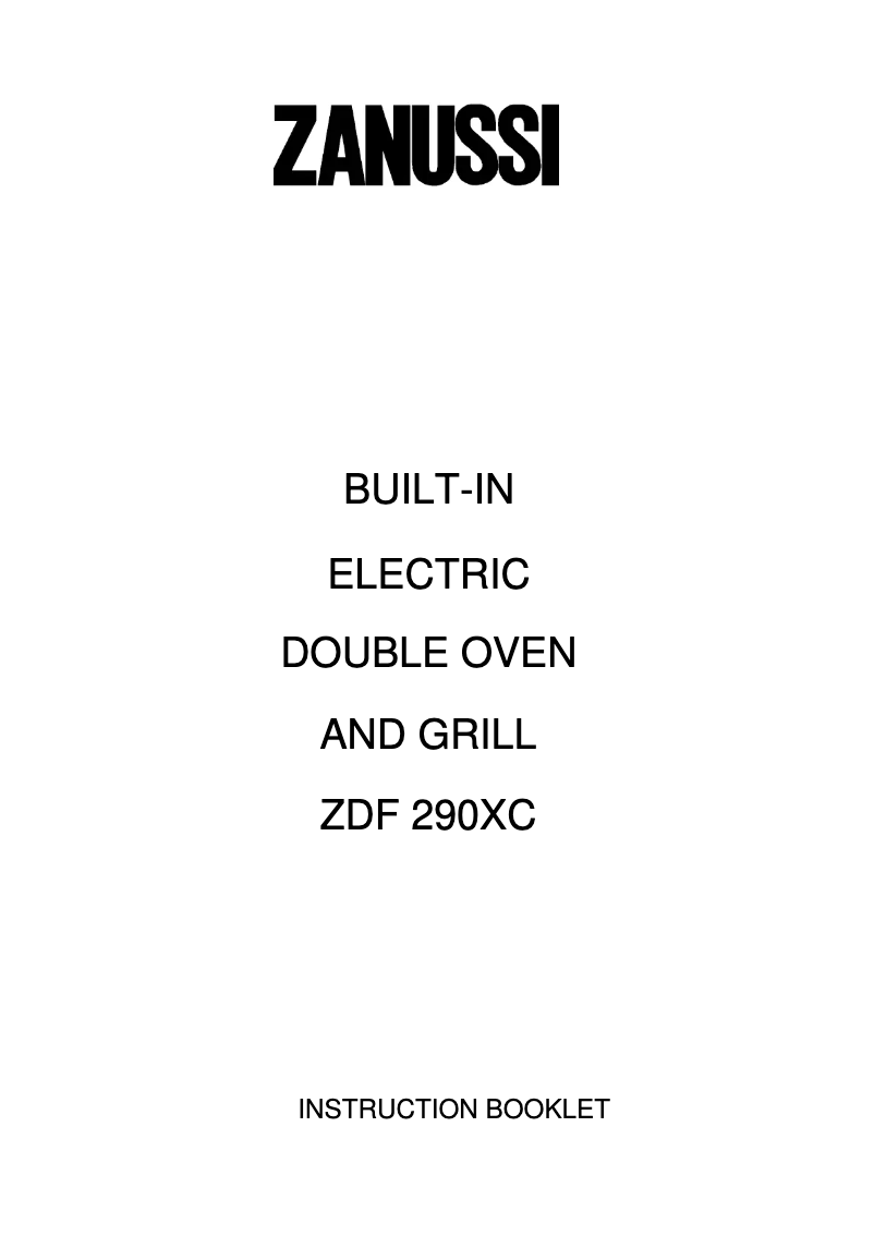 Page 1 de la notice Manuel utilisateur Zanussi ZDF290XC