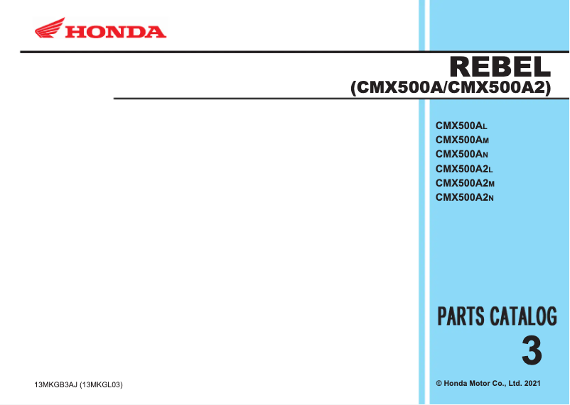 Página 1 del manual Catálogo Honda Rebel CMX500A (2020)