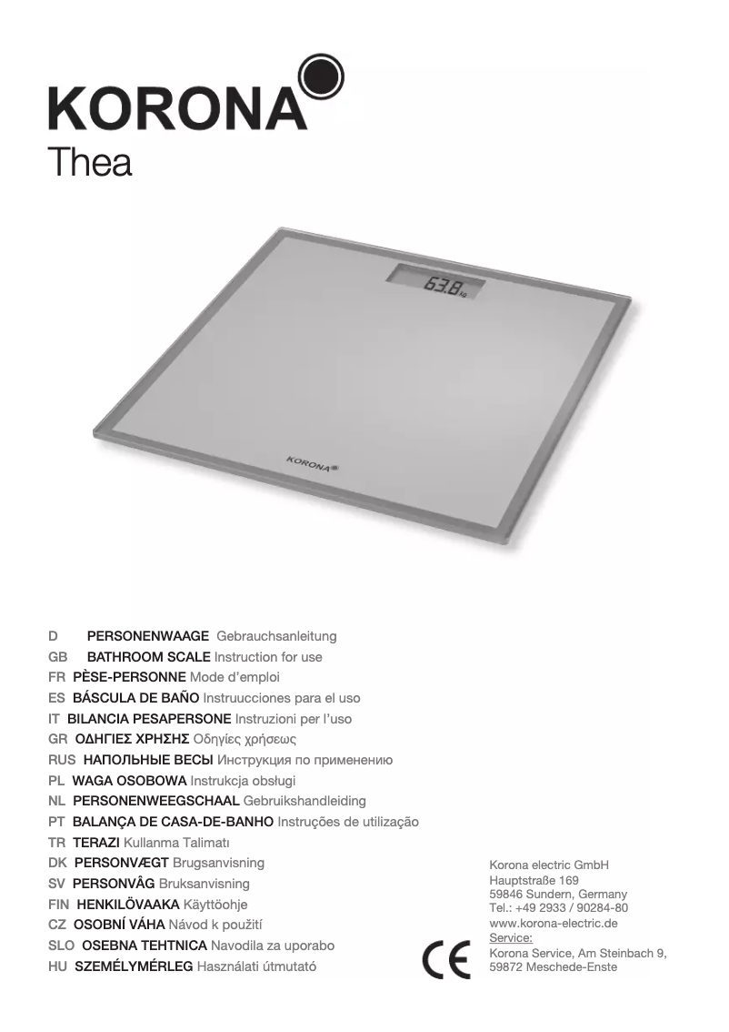 Page n°1 - Manuel utilisateur Korona Thea 74415