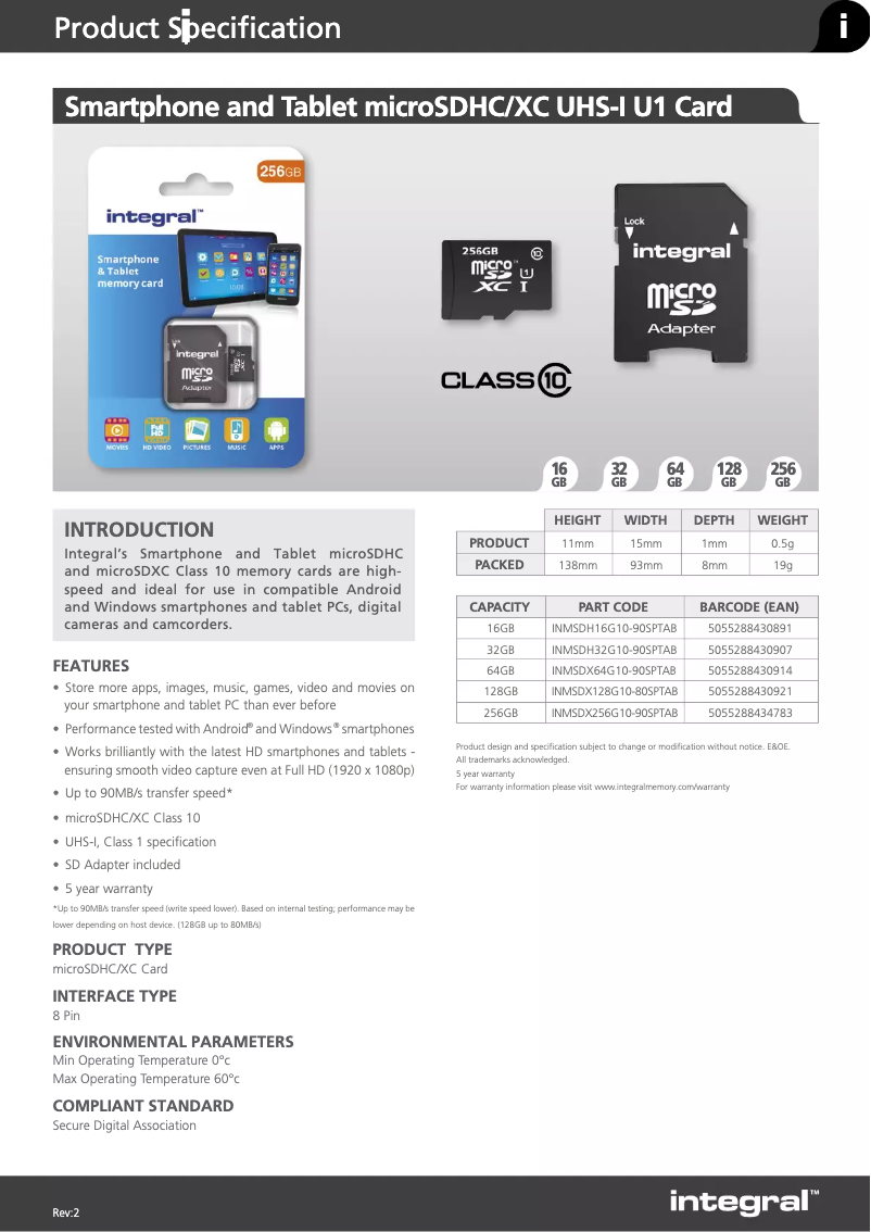 Page 1 de la notice Manuel utilisateur Integral INMSDX64G10-SPTOTGR