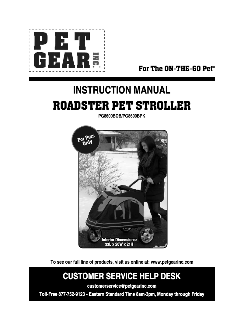 Page 1 de la notice Manuel utilisateur Pet Gear Roadster