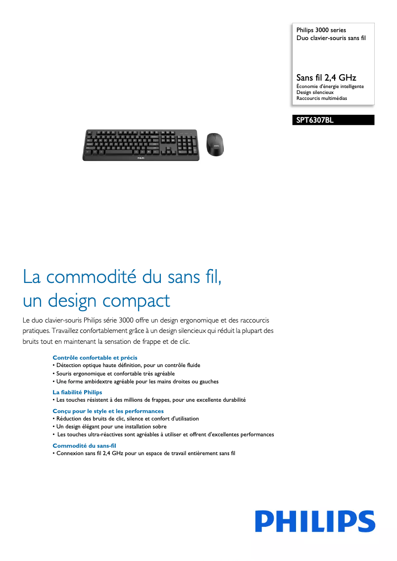 Page 1 of the manual Technical Sheet Philips 3000 series SPT6307