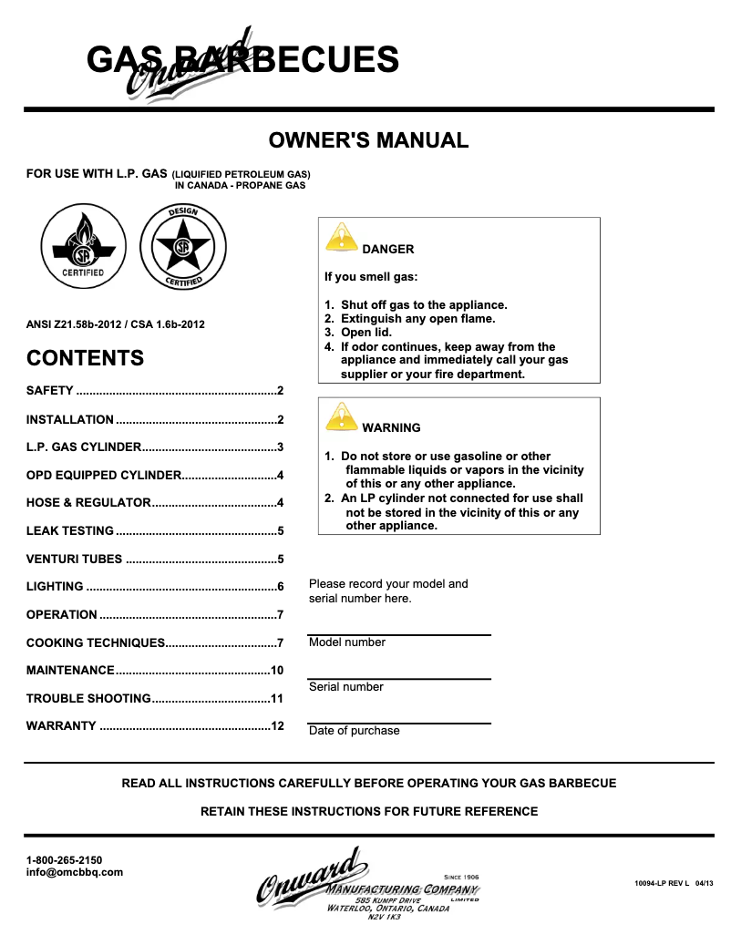 Page n°1 - Manuel utilisateur Broil King Porta-Chef Pro