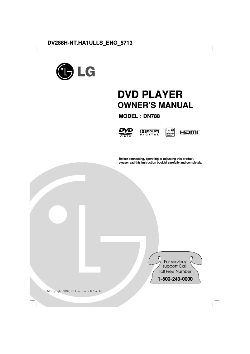 Page n°1 - Manuel utilisateur LG DN788