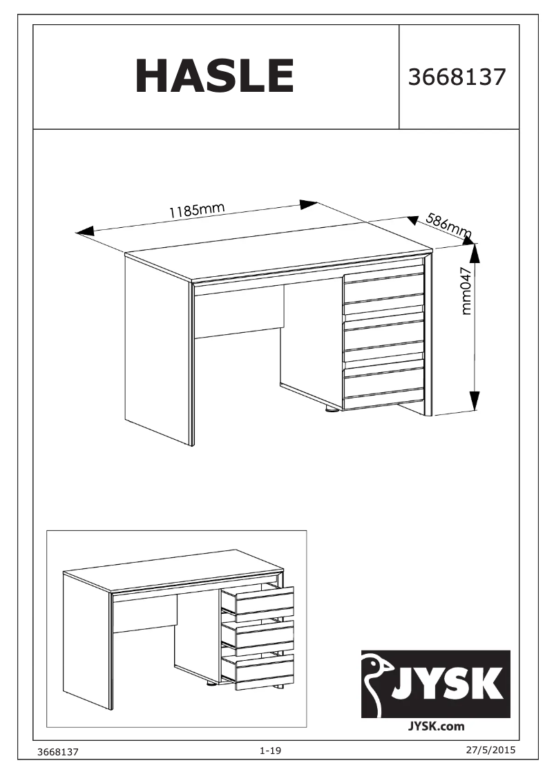 Página 1 del manual Manual de usuario JYSK Hasle (119x74x59)
