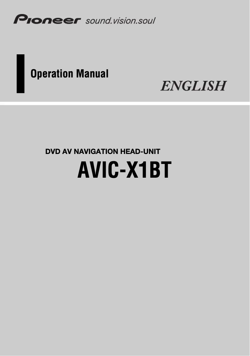 Page n°1 - Manuel utilisateur Pioneer AVIC-X1BT