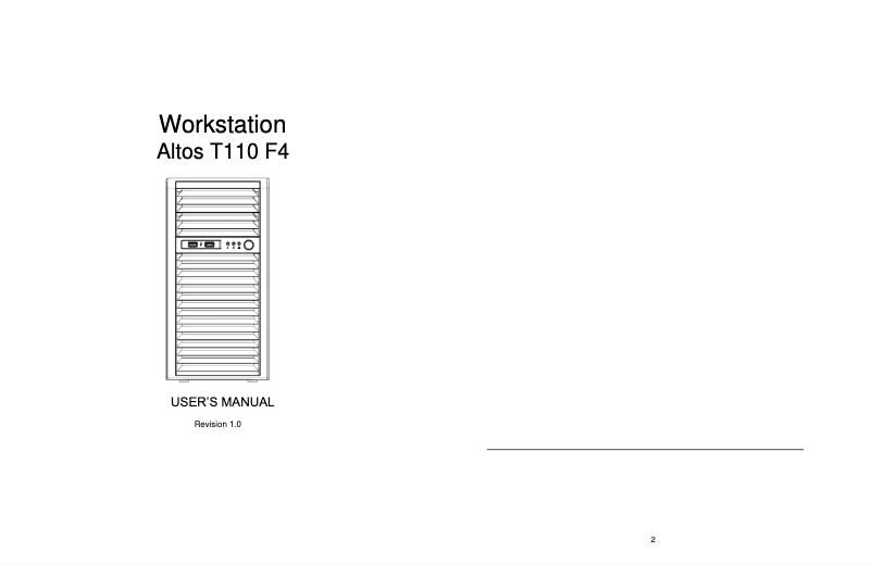 Image de la première page du manuel de l'appareil Altos T110 F4