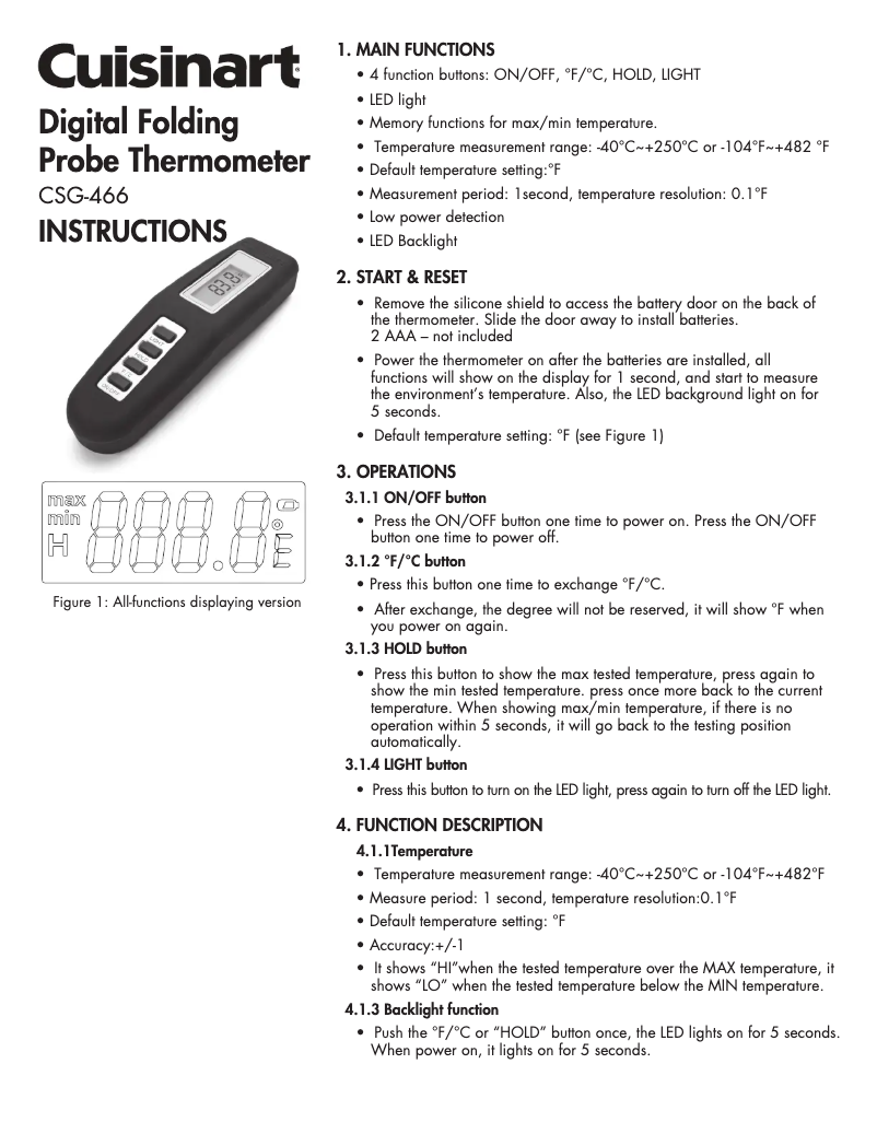 Page 1 de la notice Manuel utilisateur Cuisinart CSG-466