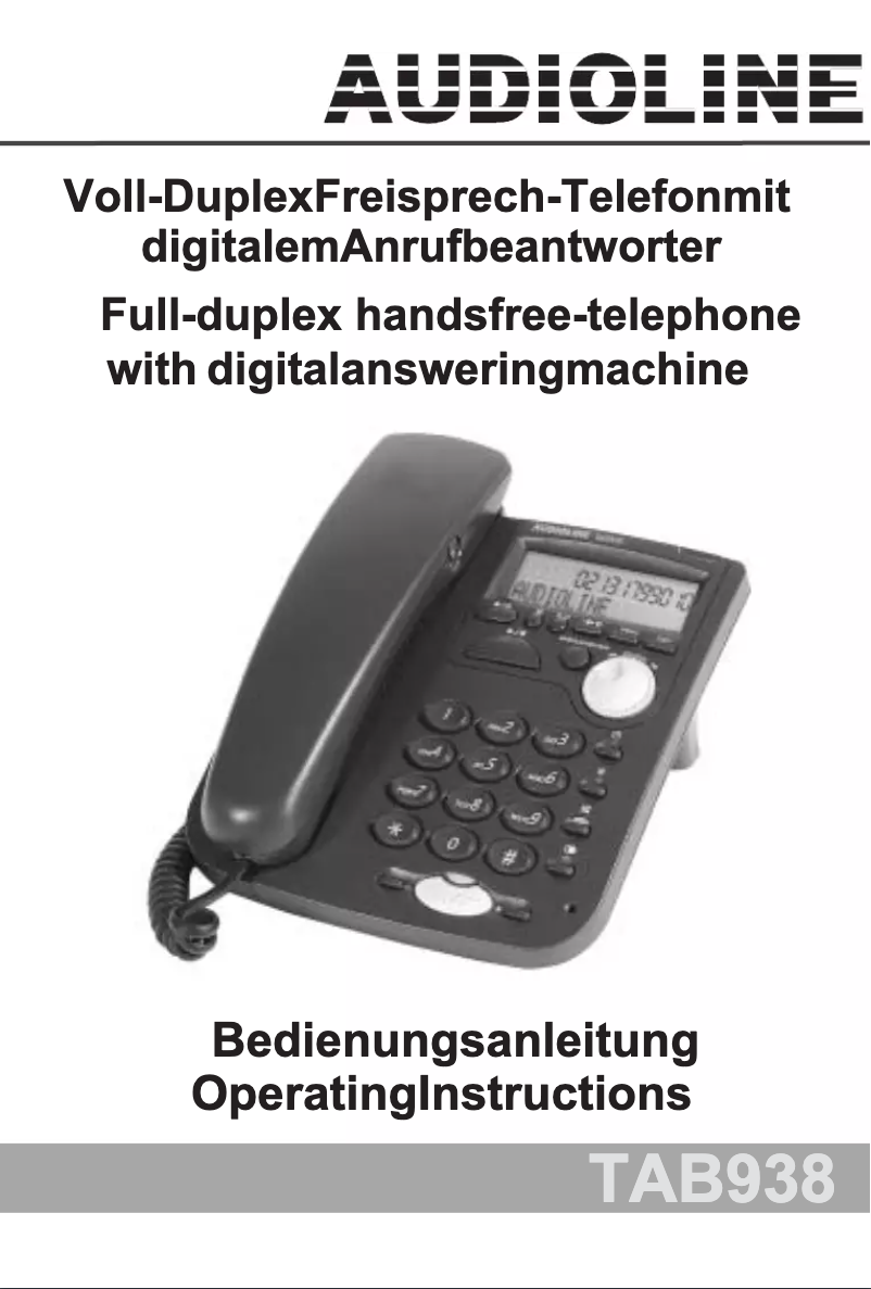 Page 1 de la notice Manuel utilisateur Audioline TAB938