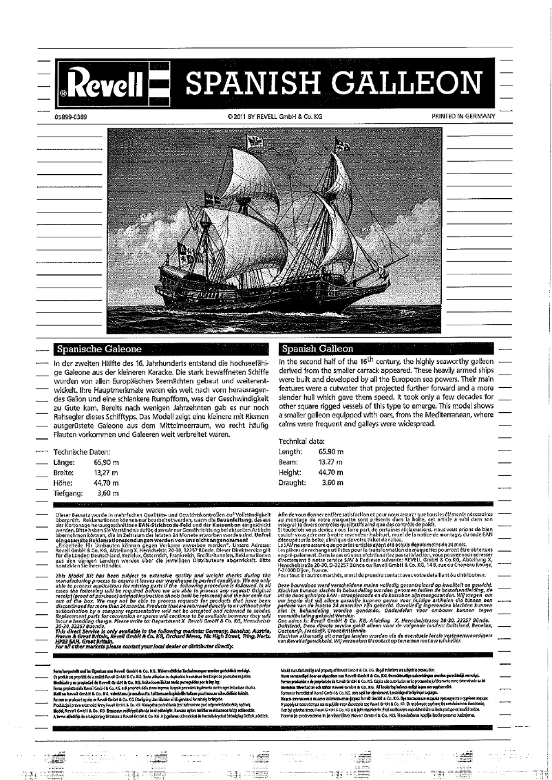 Page 1 de la notice Manuel utilisateur Revell Spanish Galleon