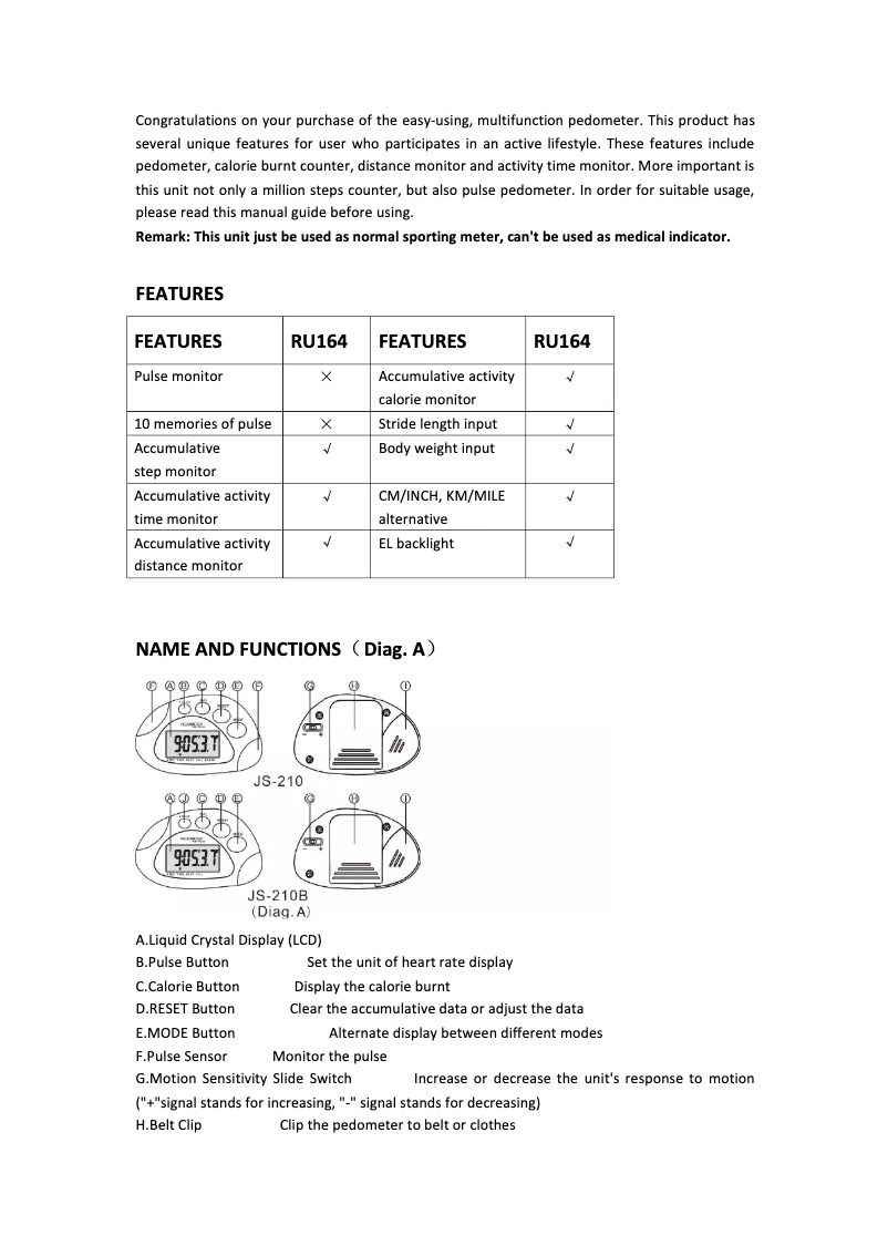 Página 1 del manual Manual de usuario Tunturi RU164