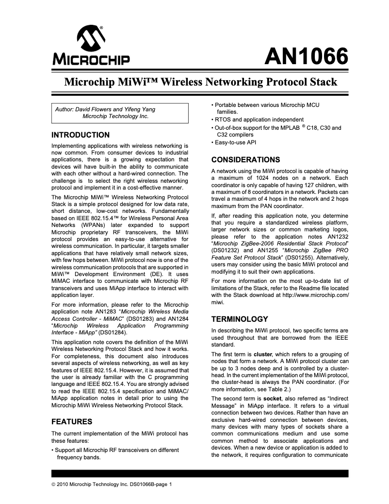 Page 1 de la notice Manuel utilisateur Microchip PIC18F24J50